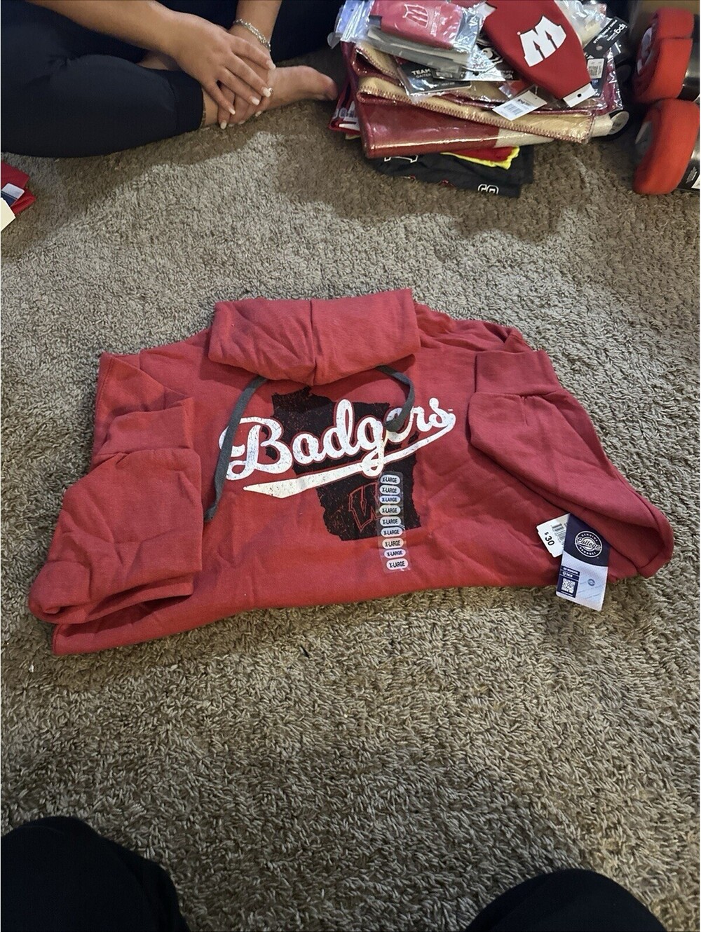 Red Wisconsin Badgers graphic pullover hoodie